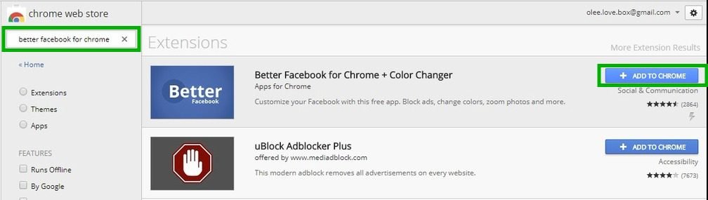 Better facebook add to chrome color theme changer
