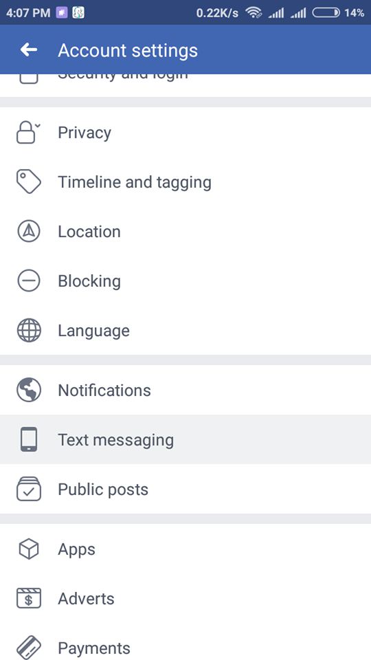 facebook text messaging option facebook one time password