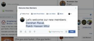 Write Welcome Post for facebook group new facebook features