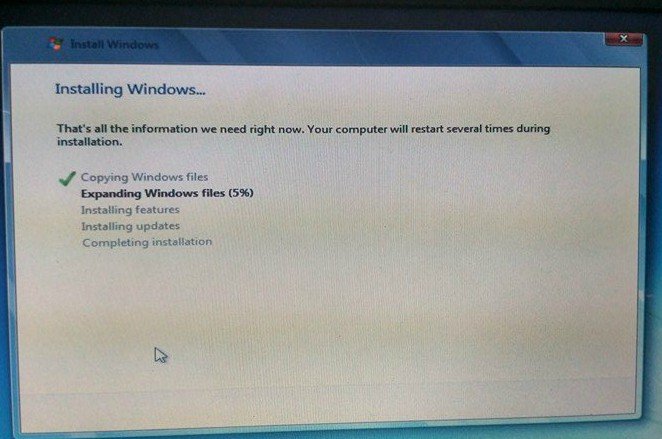 installing windows from usb